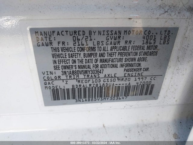 Nissan Sentra Sr Xtronic Cvt 2021 3N1AB8DV5MY303647 Image 9