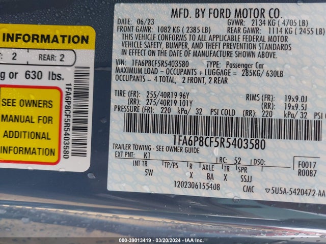 Ford Mustang Gt Premium Fastback 2024 1FA6P8CF5R5403580 Image 9