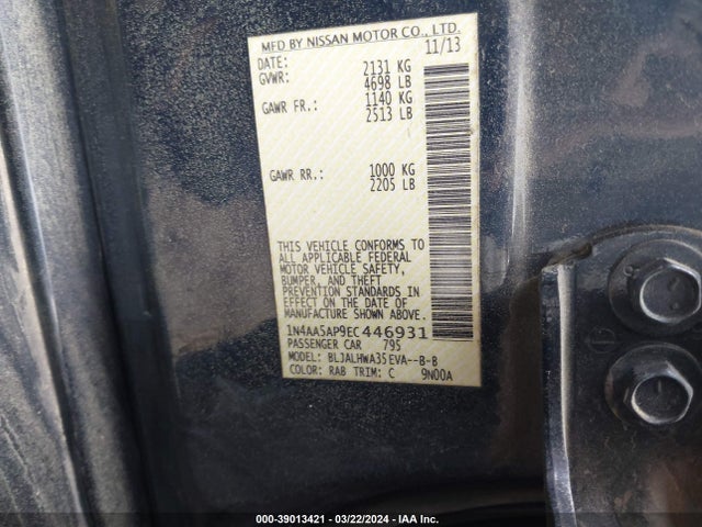 Nissan Maxima 3.5 Sv 2014 1N4AA5AP9EC446931 Image 9