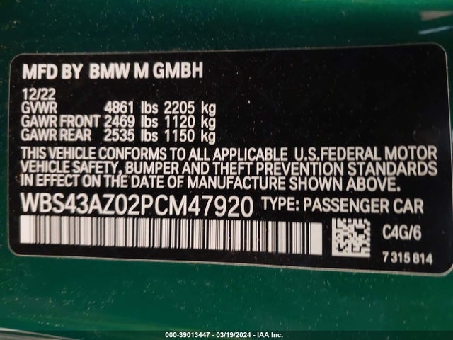 BMW M4 Competition Xdrive 2023 WBS43AZ02PCM47920 Image 9
