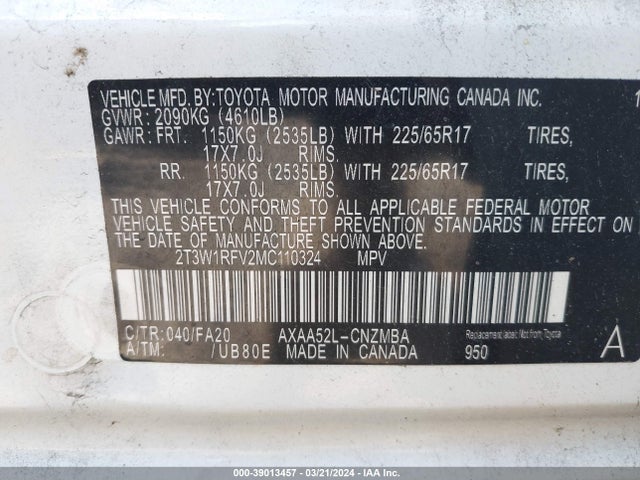 Toyota Rav4 Xle 2021 2T3W1RFV2MC110324 Image 9