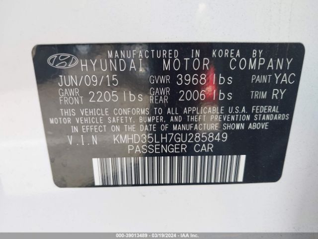 KMHD35LH7GU285849 Hyundai ELANTRA GT