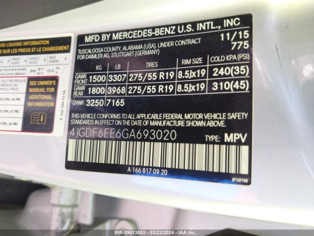 4JGDF6EE6GA693020 Mercedes-Benz Gl 450 4matic