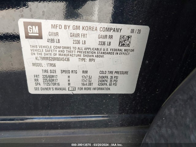 Chevrolet Trailblazer Fwd Ls 2021 KL79MMS26MB045436 Image 9