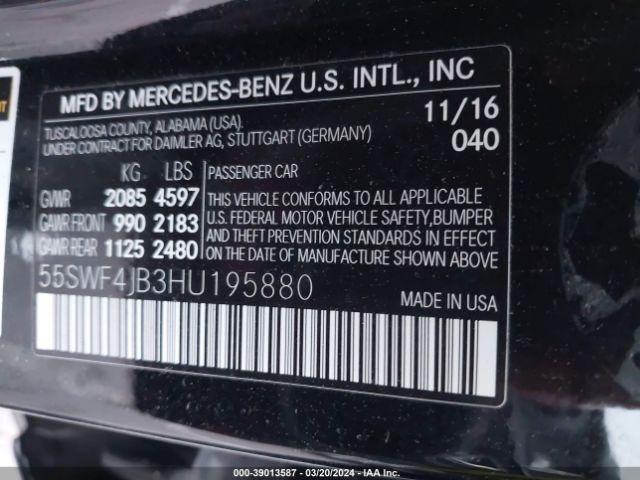 55SWF4JB3HU195880 Mercedes-Benz C 300 Luxury/sport
