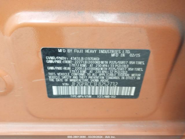 JF2GPACC3F8252732 Subaru Xv Crosstrek 2.0i Premium