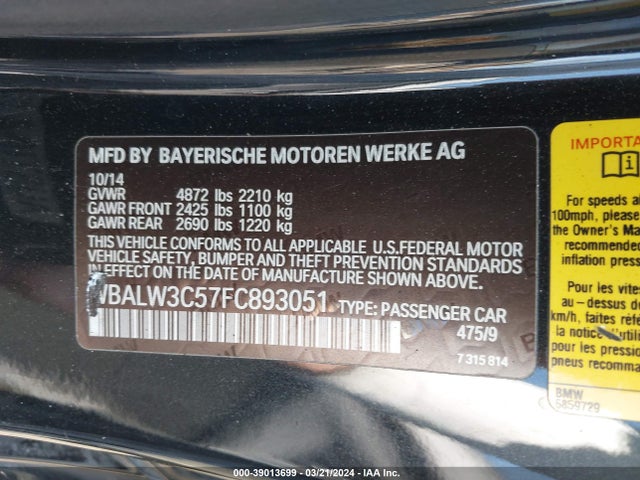 BMW 640i 2015 WBALW3C57FC893051 Image 9