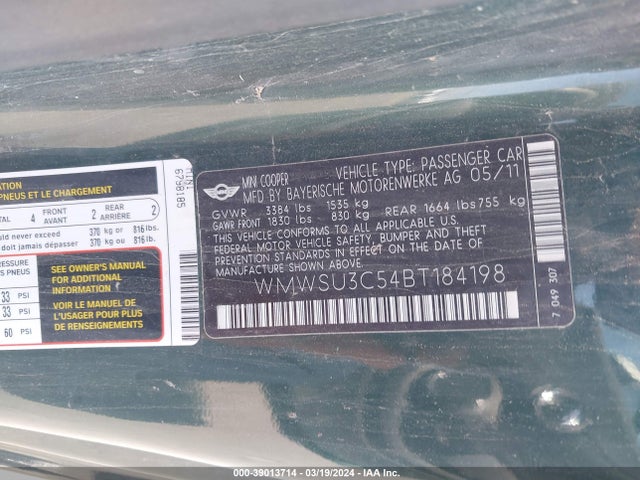 2011 MINI COOPER WMWSU3C54BT184198 Photo 8