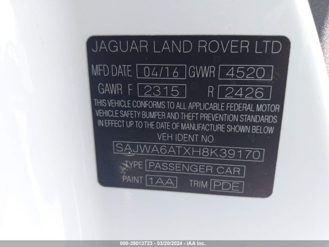 2017 JAGUAR F-TYPE SAJWA6ATXH8K39170 Photo 8