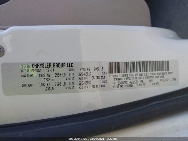 Dodge Grand Caravan Se 2015 2C4RDGBG1FR652591 Image 9