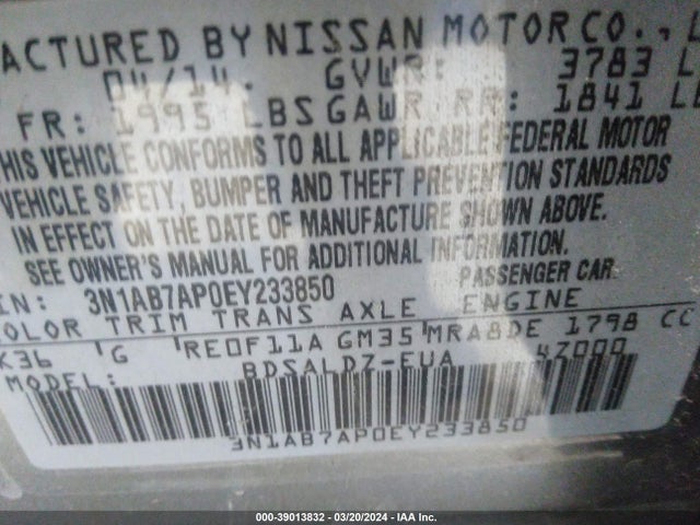 Nissan SENTRA SV 2014 3N1AB7AP0EY233850 Image 9
