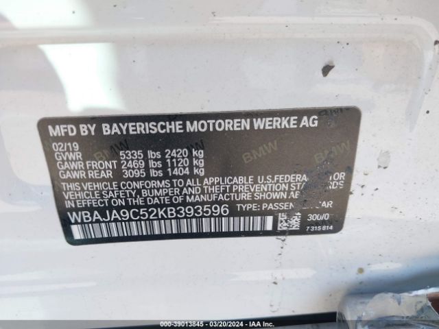WBAJA9C52KB393596 BMW 530e Iperformance