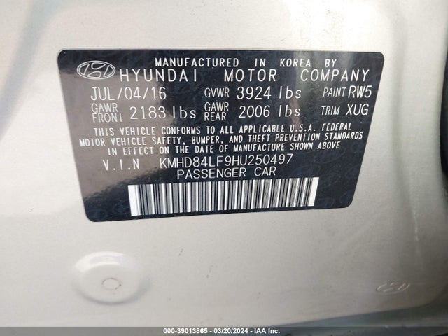 Hyundai Elantra Value Edition 2017 KMHD84LF9HU250497 Image 9