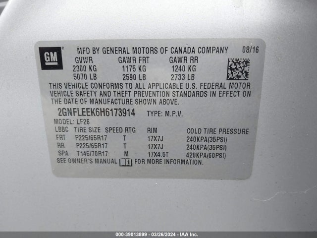 Chevrolet EQUINOX LS 2017 2GNFLEEK6H6173914 Image 9