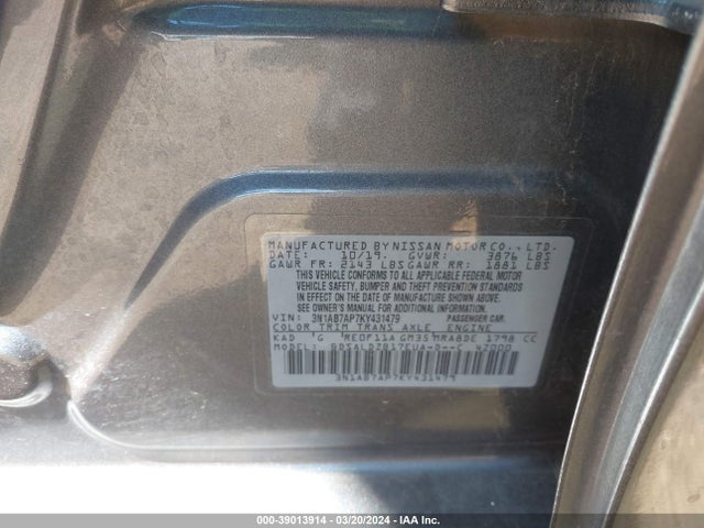 Nissan SENTRA SV 2019 3N1AB7AP7KY431479 Image 9