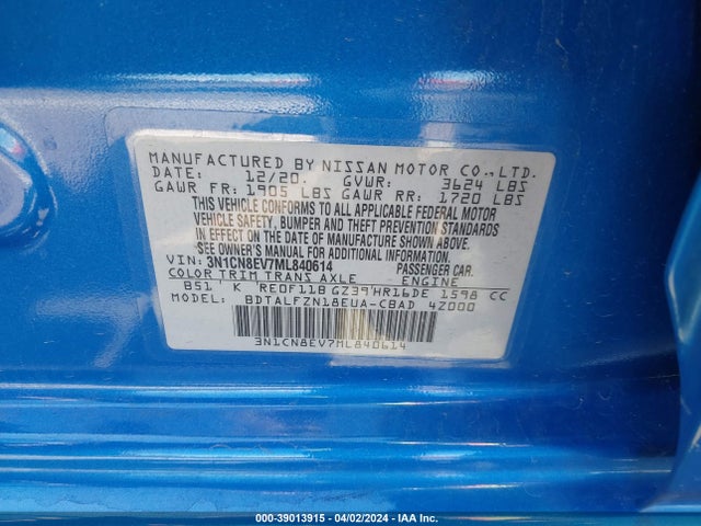Nissan Versa Sv Xtronic Cvt 2021 3N1CN8EV7ML840614 Image 9