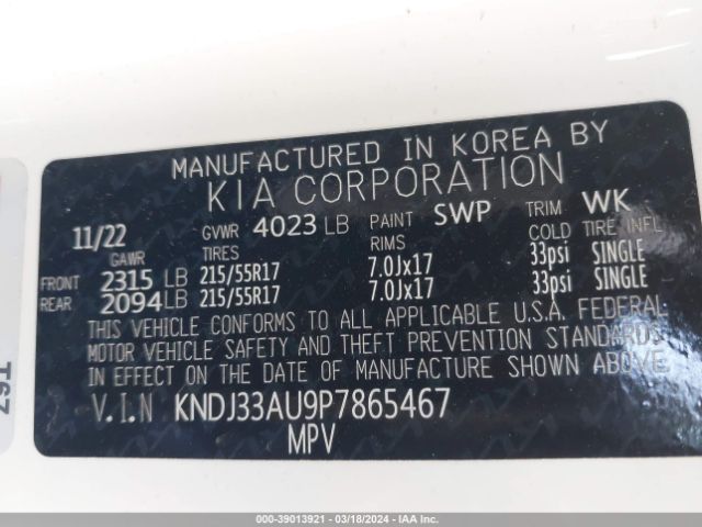KNDJ33AU9P7865467 KIA SOUL EX
