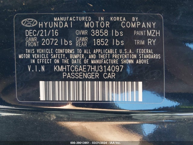 Hyundai Veloster Turbo 2017 KMHTC6AE7HU314097 Image 9