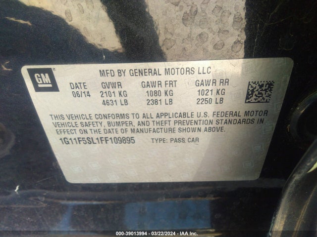 Chevrolet Malibu 1lz 2015 1G11F5SL1FF109895 Image 9