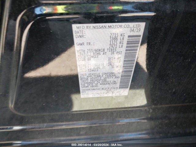 Nissan Pathfinder Sv 2019 5N1DR2MN3KC627703 Image 9
