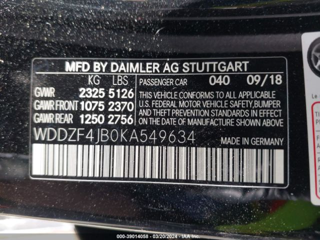 WDDZF4JB0KA549634 Mercedes-Benz E 300