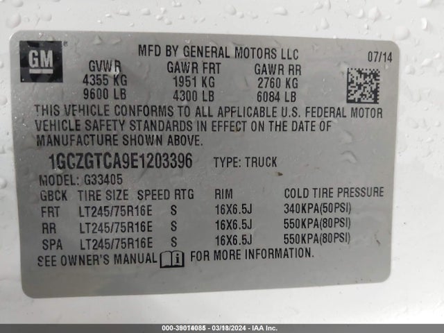 Chevrolet Express 3500 Work Van 2014 1GCZGTCA9E1203396 Image 9