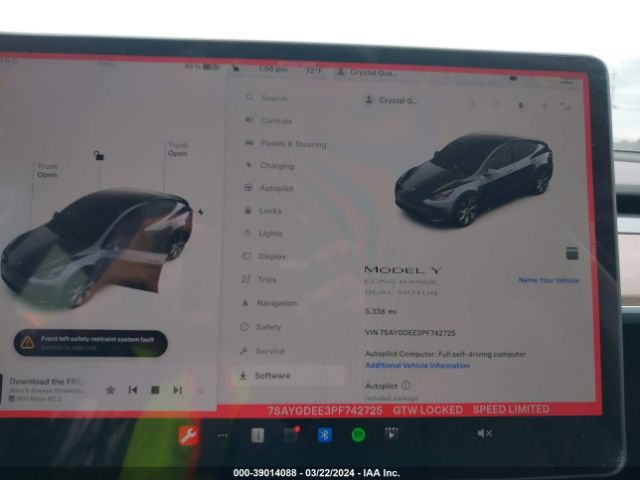 7SAYGDEE3PF742725 Tesla Model Y Awd/long Range Dual Motor All-wheel Drive