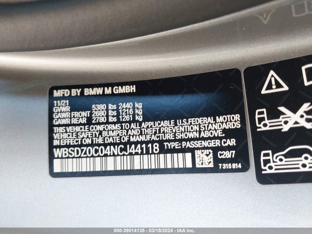 BMW M8 Cabriolet Competition 2022 WBSDZ0C04NCJ44118 Image 9