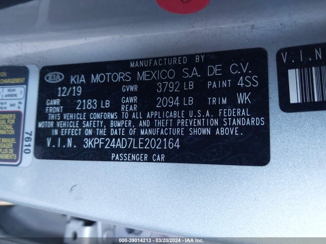 KIA Forte Lxs 2020 3KPF24AD7LE202164 Image 9