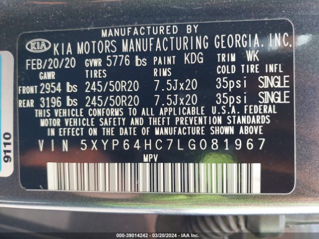 5XYP64HC7LG081967 KIA Telluride S