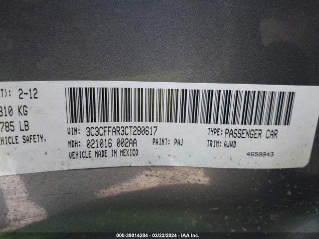 2012 FIAT 500 3C3CFFAR3CT280617 Photo 8