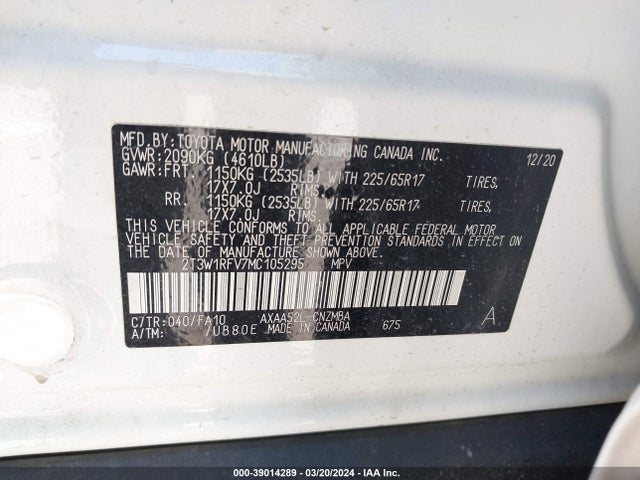 Toyota Rav4 Xle 2021 2T3W1RFV7MC105295 Image 9