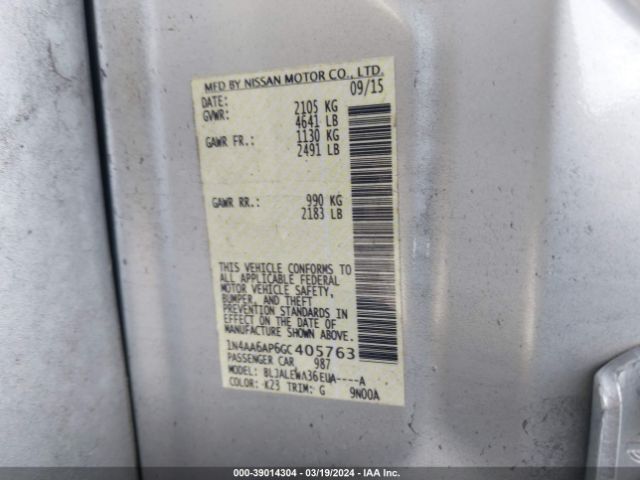 1N4AA6AP6GC405763 Nissan Maxima 3.5 Sl