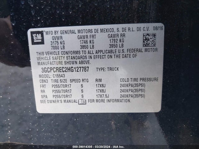 Chevrolet Silverado 1500 1lt 2017 3GCPCREC2HG127787 Image 9