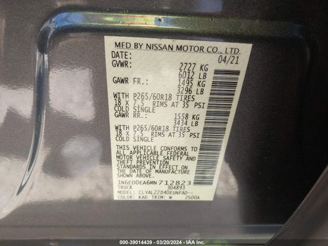 Nissan Frontier Sv 4x2 2021 1N6ED0EA6MN712823 Image 9