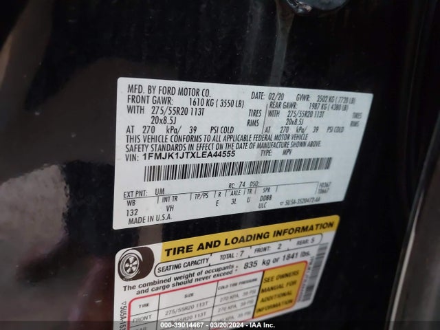 Ford Expedition Xlt Max 2020 1FMJK1JTXLEA44555 Image 9
