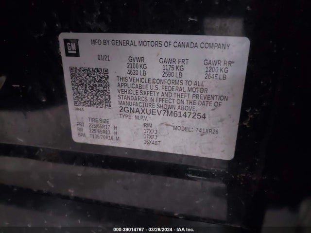 Chevrolet Equinox Awd Lt 2021 2GNAXUEV7M6147254 Image 9