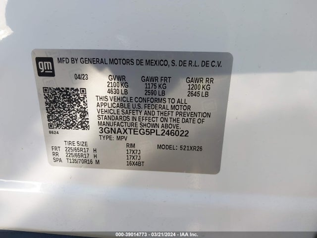Chevrolet Equinox Awd 2fl 2023 3GNAXTEG5PL246022 Image 9