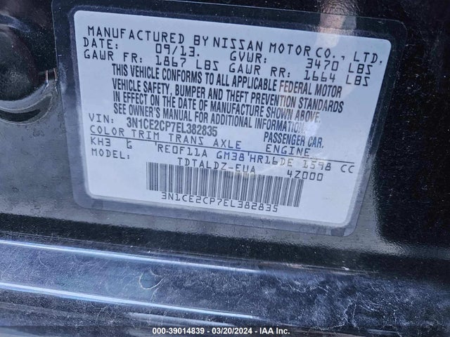 Nissan Versa Note Sv 2014 3N1CE2CP7EL382835 Image 9
