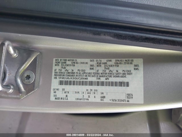 Ford Escape Titanium 2016 1FMCU0JX3GUC20048 Image 9