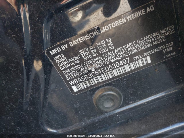 BMW 535i Xdrive 2014 WBA5B3C51ED530497 Image 9