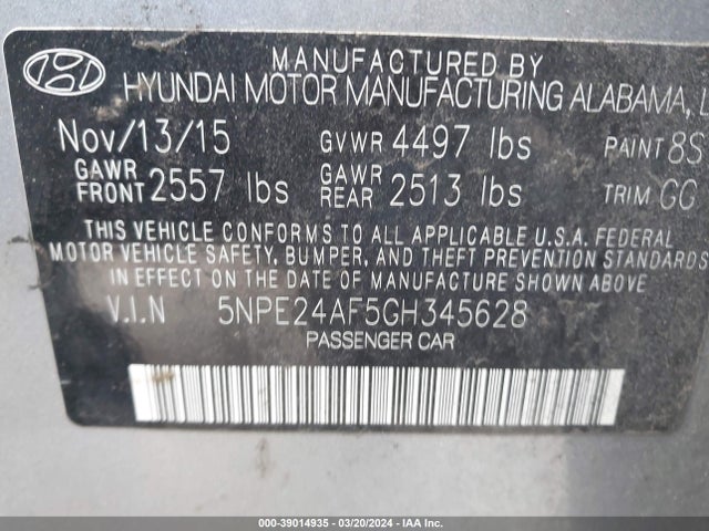 Hyundai SONATA SE 2016 5NPE24AF5GH345628 Image 9