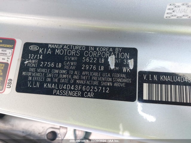 KIA K900 Premium 2015 KNALU4D43F6025712 Image 9