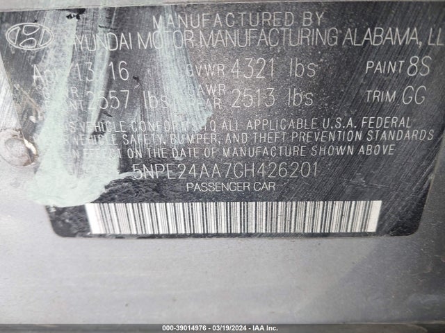 Hyundai SONATA ECO 2016 5NPE24AA7GH426201 Image 9