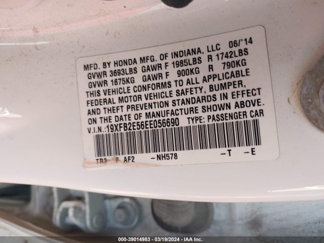 Honda Civic Lx 2014 19XFB2E56EE056690 Image 9