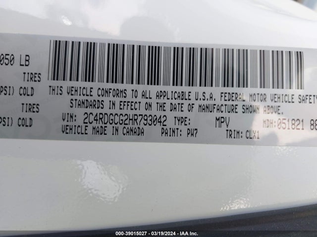 Dodge Grand Caravan Sxt 2017 2C4RDGCG2HR793042 Image 9
