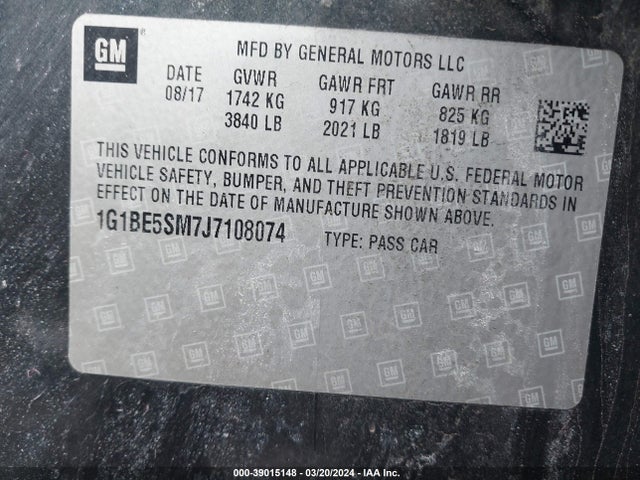 Chevrolet Cruze Lt Auto 2018 1G1BE5SM7J7108074 Image 9