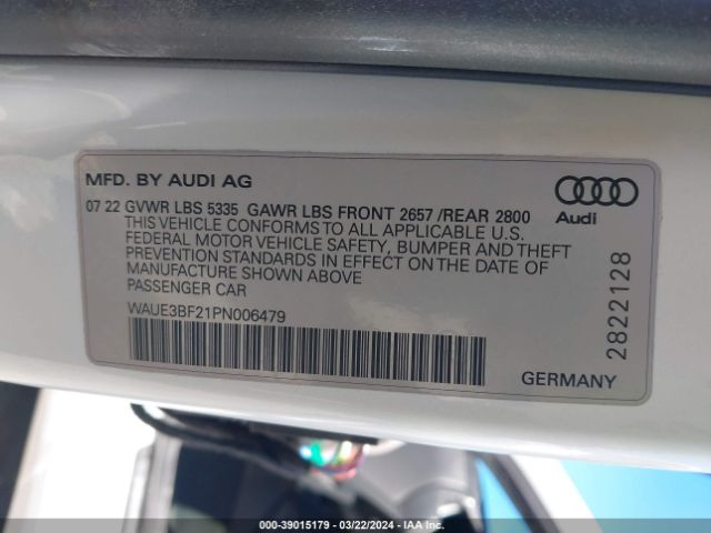 WAUE3BF21PN006479 Audi A6 Premium Plus 45 Tfsi Quattro S Tronic