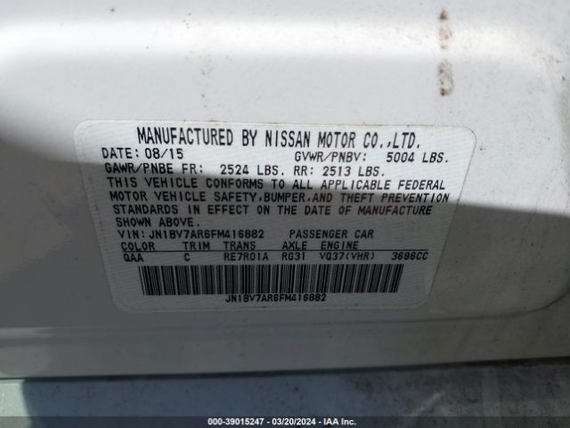 JN1BV7AR6FM416882 Infiniti Q50 Premium