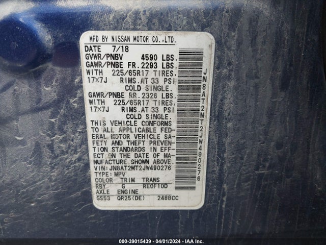 Nissan ROGUE SV 2018 JN8AT2MT2JW490276 Image 9